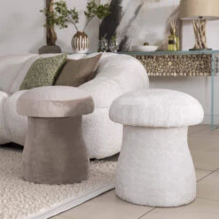 Fantasy Ivory Fabric Stool