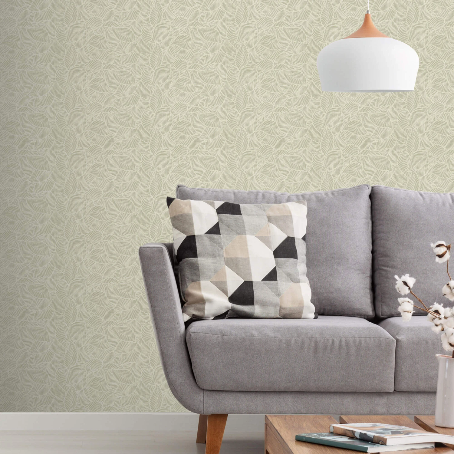 Leaf Print Sage Wallpaper 3 Leaf Print Sage Wallpaper - Image 3