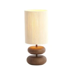 Danialo Dark Wood Effect 50.5cm Table Lamp With Cream Rope Shade