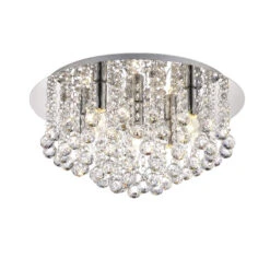 Acton Chrome & Crystal Flush Ceiling Light