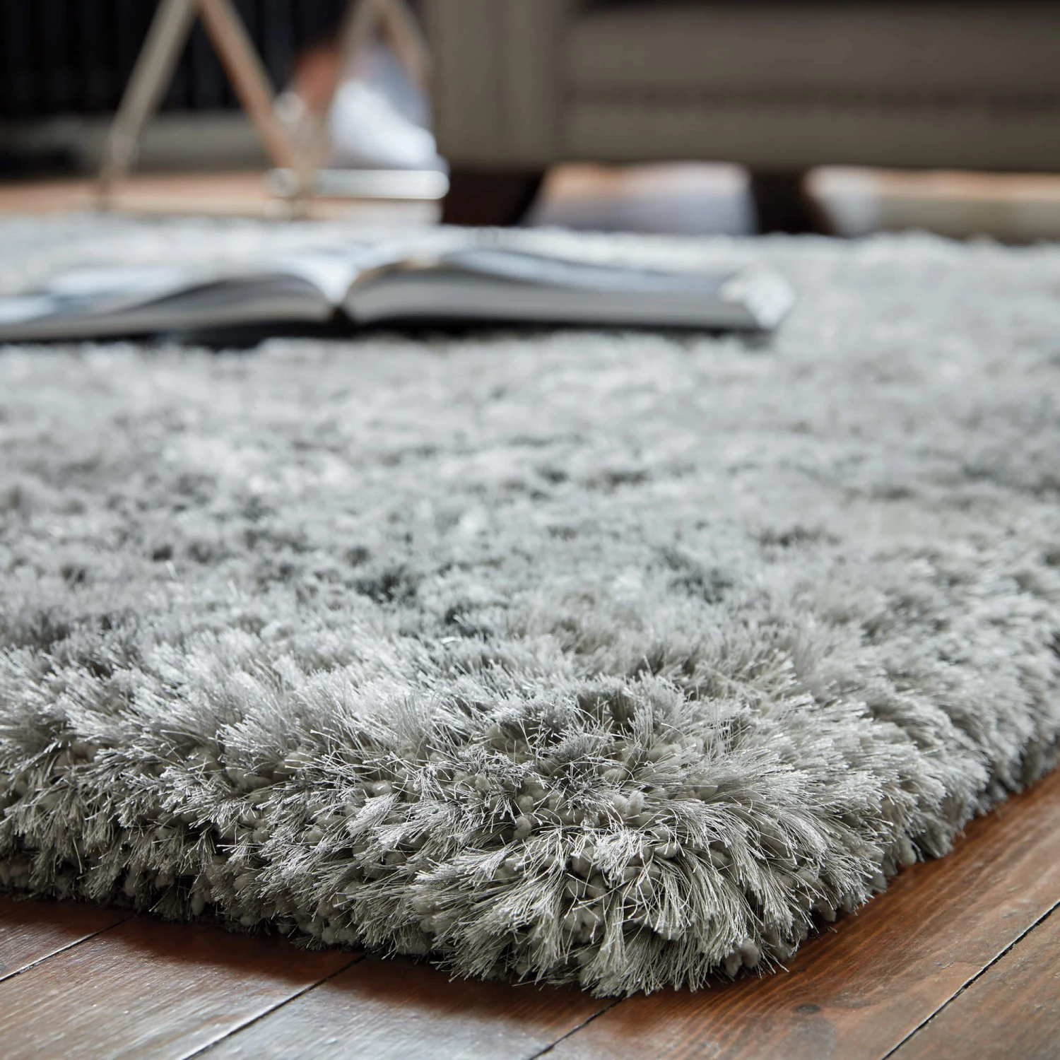 Plush Shaggy Silver Rug Collection 3 Plush Shaggy Silver Rug Collection - Image 3