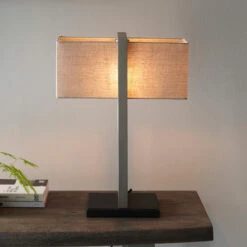 Squared Nickel Table Lamp With Natural Linen Shade -Housingunits 87c3b29131bfa03b3df41d19a21d8afa 1