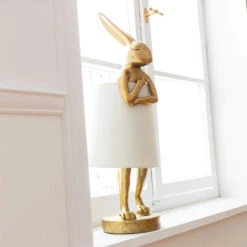 Gold Modest Rabbit 50cm Table Lamp With White Shade