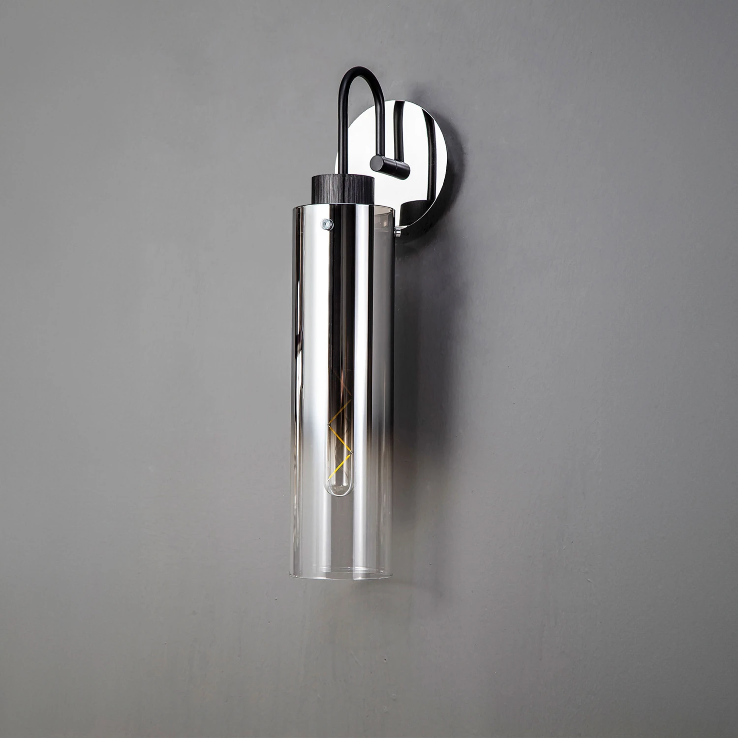 Chelsea Slim Black & Smoke Glass Fade Single Wall Light 4 Chelsea Slim Black & Smoke Glass Fade Single Wall Light - Image 4