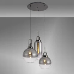 Hectar Round Matt Black & Smoked 3 Light Pendant