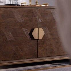 Olivia James Hemingway Mahogany Oak & Gold 2 Door Sideboard -Housingunits 8a3ed347cfc75fe6151562858b7afcfa