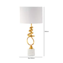 Gold Knot Table Lamp With White Linen Shade -Housingunits 8a870f6096d640dea73f14b759cb7813