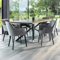 Bronx 200cm Dining Table & 8 Bronx Grey Chairs