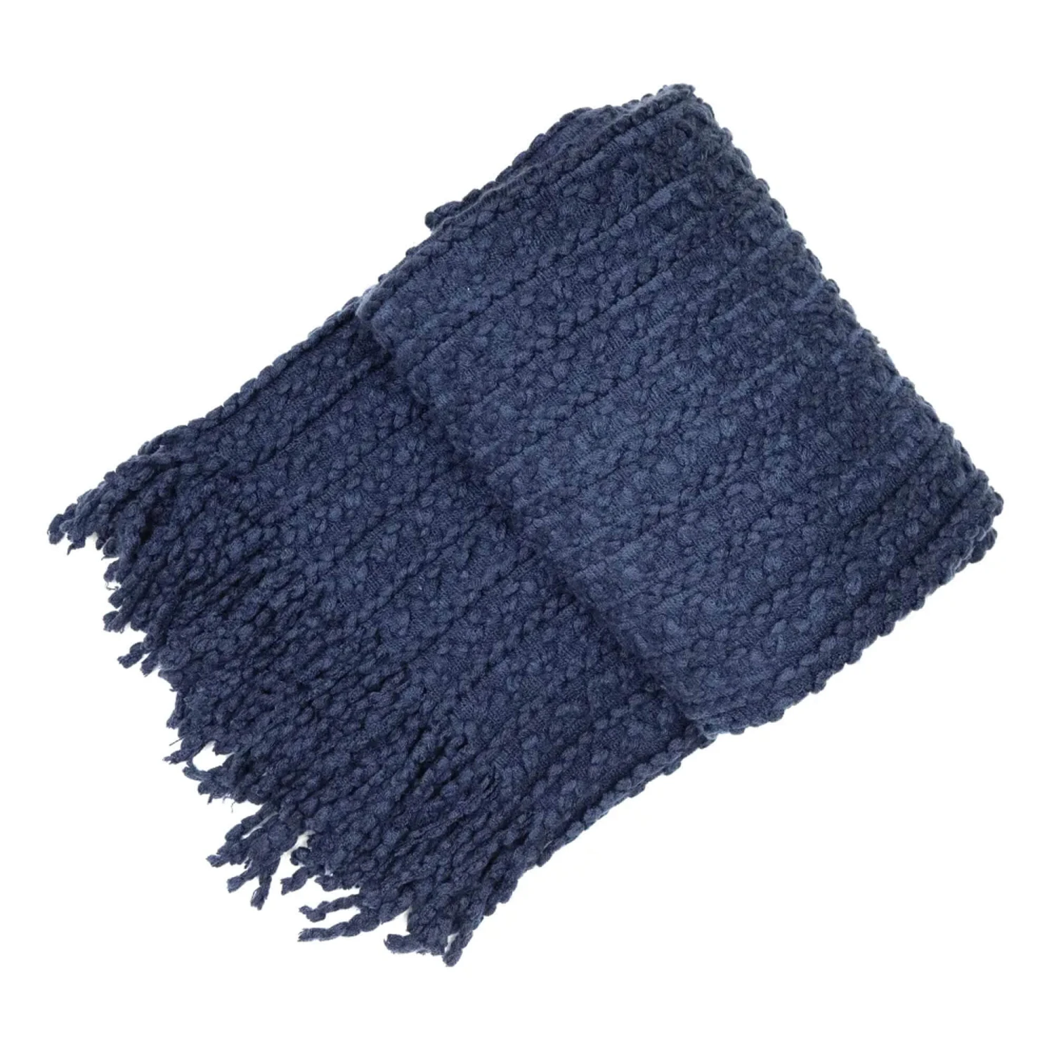 Brixton Navy Tasselled Throw 1 Brixton Navy Tasselled Throw