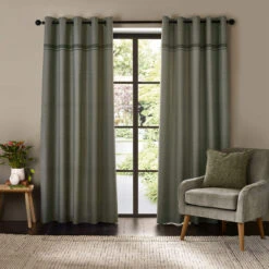 Melville Lined Green 90" X 90" Eyelet Curtains