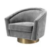 Eichholtz Catene Grey Velvet Swivel Occasional Chair