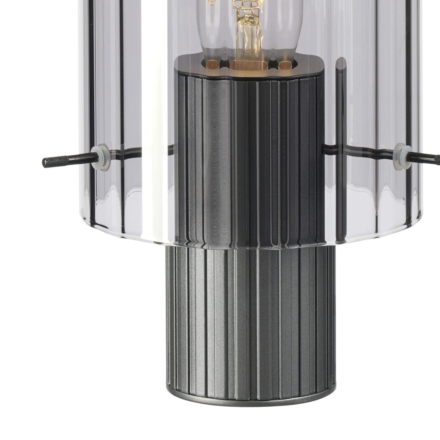 Lino Ribbed Dark Grey & Smoke Wide Line Table Lamp 5 Lino Ribbed Dark Grey & Smoke Wide Line Table Lamp - Image 5