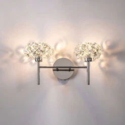 Avezza Chrome & Crystal Double Wall Lamp