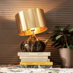 Mamo Deluxe Gold Table Lamp With Gold Shade