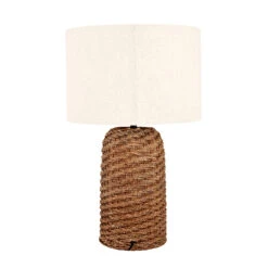Andros Brown Woven Seagrass Table Lamp With Cream Shade -Housingunits 90297497815aff5826fdd8221656af37