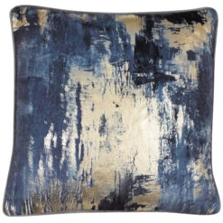 Idyllic Printed Denim Gold Foil Cushion