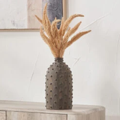 Kali Dot Dark Grey Textured Stoneware Vase