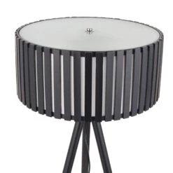 Slatted Black Wood Tripod Floor Lamp -Housingunits 9185d0368cfb9b1719f3d07c69bd407e