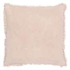 Bertie Natural Washed Cotton Frill Velvet Cushion