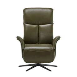 Kasava Green Semi Aniline Leather Power Recliner Chair