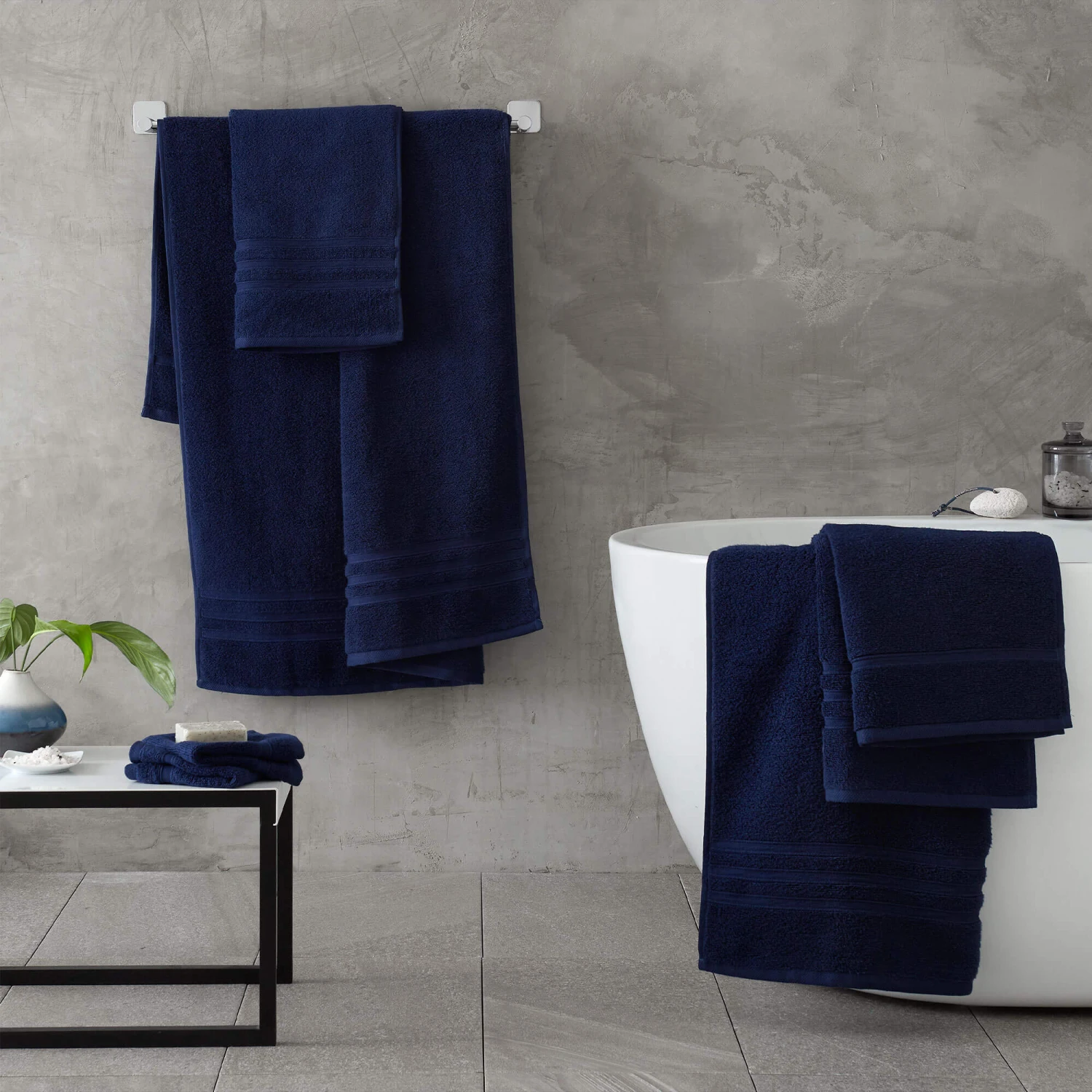 Zero Twist Navy Blue Bath Sheet 5 Zero Twist Navy Blue Bath Sheet - Image 5