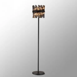 Azio Satin Black & Smoked 8 Light Floor Lamp