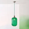 Designers Guild Varese Emerald Green Ribbed Glass Pendant Light