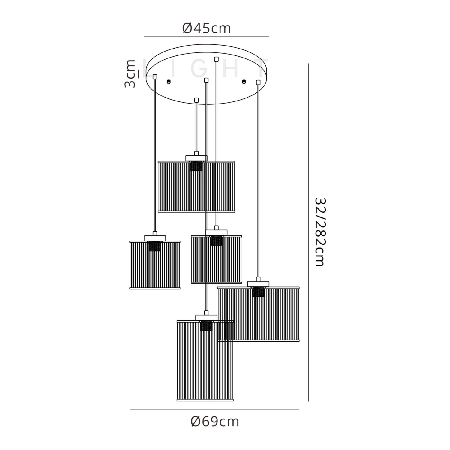 Davis Black Round 5 Light Glass Rod Pendant 5 Davis Black Round 5 Light Glass Rod Pendant - Image 5