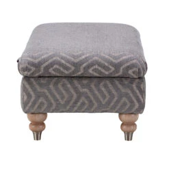 Carolina Grey Geometric Patterned Fabric Legged Ottoman -Housingunits 94d180a128f05d94b2d59b04ba656389