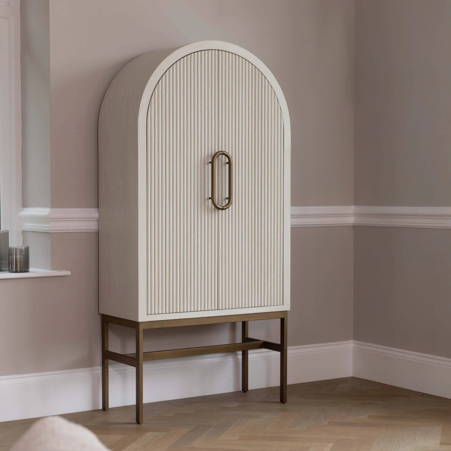 Serenity White Reeded 2 Door Drinks Cabinet 1 Serenity White Reeded 2 Door Drinks Cabinet