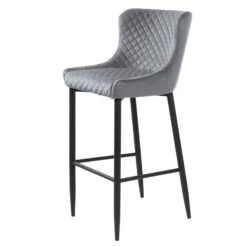 Toby Grey Velvet Counter Bar Stool