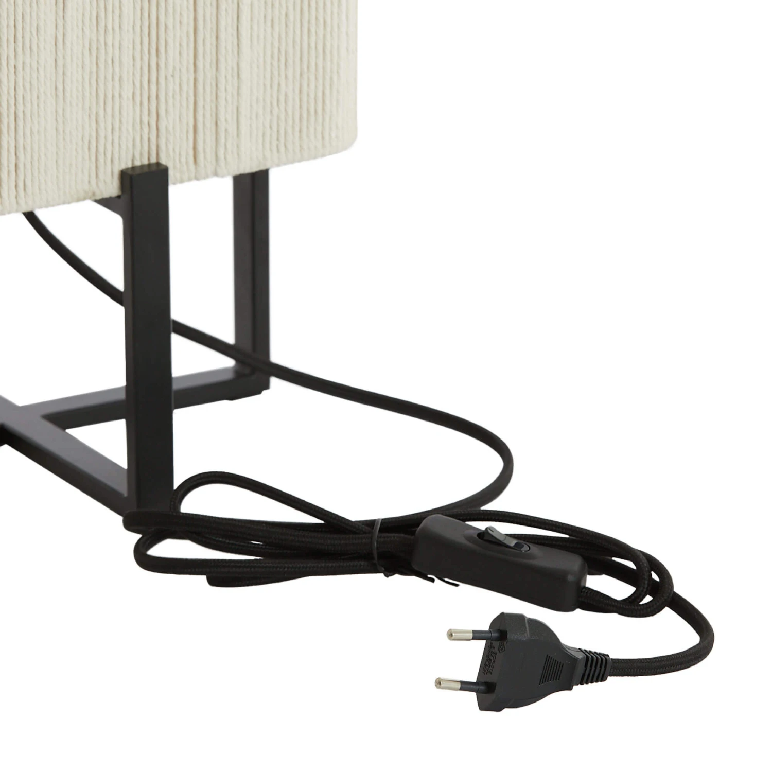 Wyn Square Black 50.5cm Table Lamp With Cream Rope Shade 6 Wyn Square Black 50.5cm Table Lamp With Cream Rope Shade - Image 6