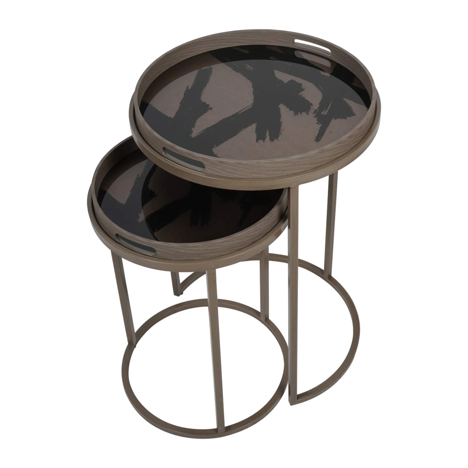 Libra Brushstroke Set Of 2 Side Tables With Removable Trays 3 Libra Brushstroke Set Of 2 Side Tables With Removable Trays - Image 3