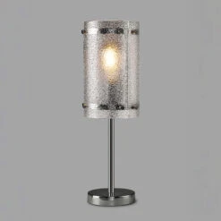 Alonza Polished Chrome & Clear Seeded Glass Table Lamp