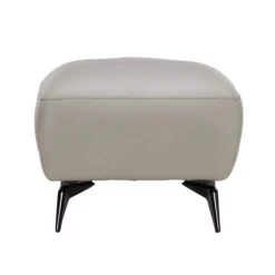 Lariano Light Grey Leather Ottoman