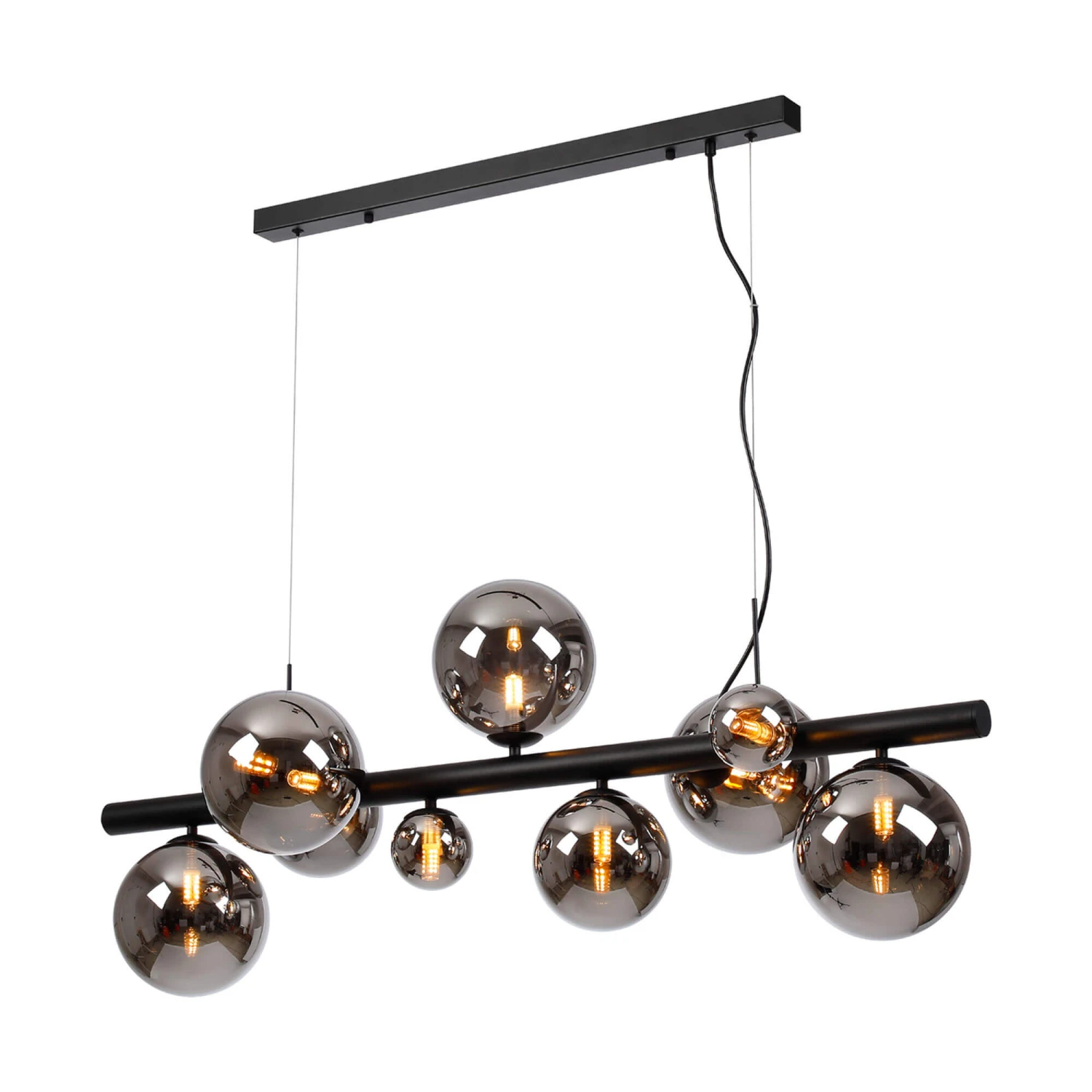 Miyako Satin Black & Chrome 9 Light Bar Pendant 2 Miyako Satin Black & Chrome 9 Light Bar Pendant - Image 2