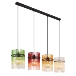 Icelle Matt Black & Multicoloured Fade Glass Rods 4 Light Bar Pendant -Housingunits 9b8f7ee06d1566a758fa106645108262