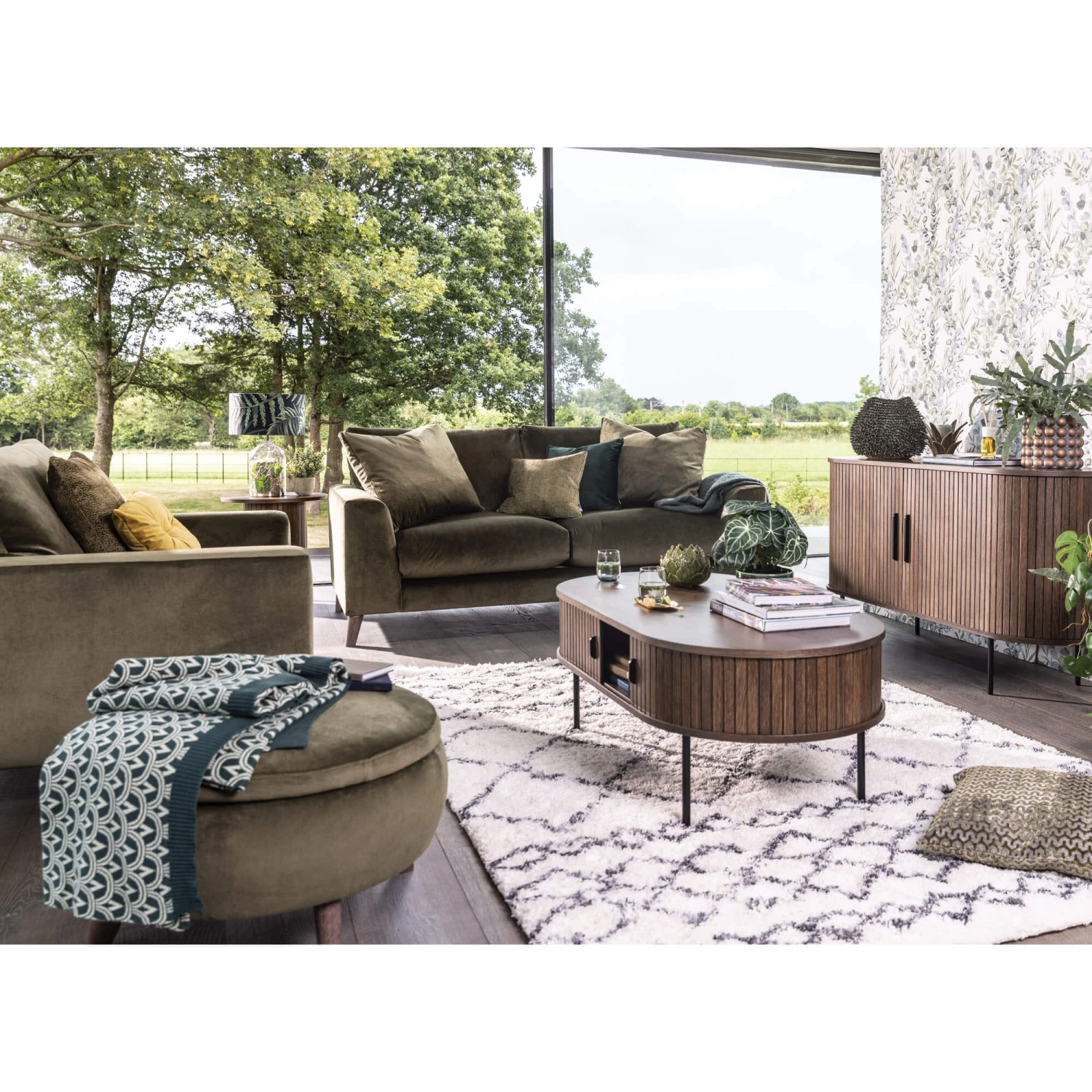 Annika Smoked Oak Slatted Sliding 2 Door Coffee Table 10 Annika Smoked Oak Slatted Sliding 2 Door Coffee Table - Image 10