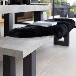 Ingrid Concrete-Effect 160cm Dining Bench -Housingunits 9d0e2190015d14e246574098ad569f32