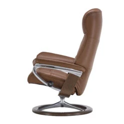Stressless Philip Medium Leather Recliner Chair & Footstool In Velaro Dark Caramel With Walnut Signature Base -Housingunits 9db701e4dc04c3b10ab063f4cb4d4572
