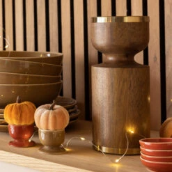 Amalfi Short Wooden Pillar Candle Holder
