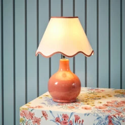 Laura Ashley Bramhope Old Rose Table Lamp With Trimmed Shade