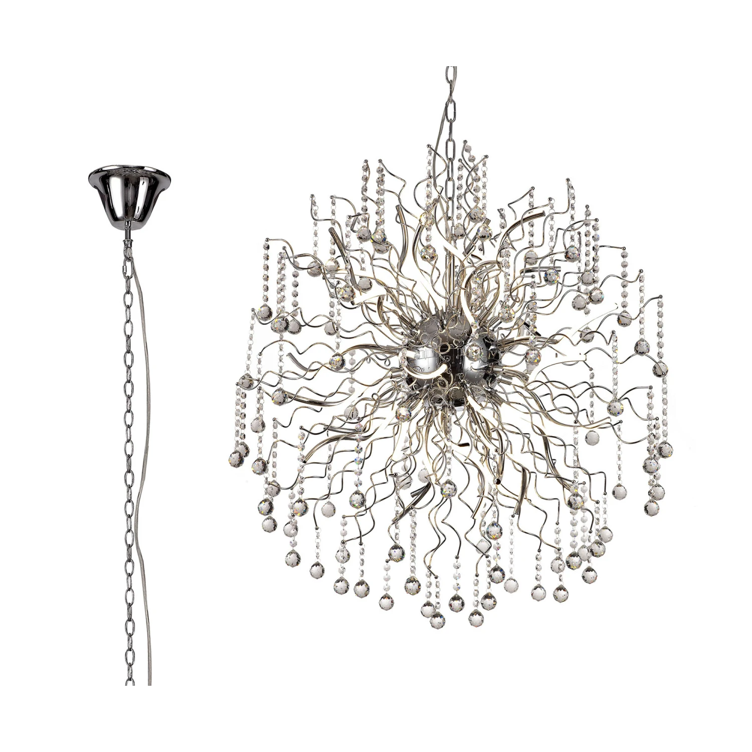 Werl Spiral Chrome And Crystal Droplet Sphere Pendant 2 Werl Spiral Chrome And Crystal Droplet Sphere Pendant - Image 2