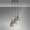 Hectar Pewter & Smoked Fade Glass 3 Light Pendant