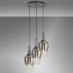 Hectar Pewter & Smoked Fade Glass 3 Light Pendant