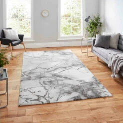 Craft Ivory & Silver Marble Rug Collection
