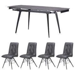 Monteverdi Grey Sintered Stone Dining Table With 4 Ragana Swivel Dining Chairs