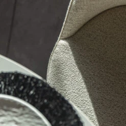 Irina White Marble Effect 119.5cm Round Dining Table And Futura Cloud White Boucle Fabric Dining Chair -Housingunits a1973ca1b084528a746da5bc8e2a571b