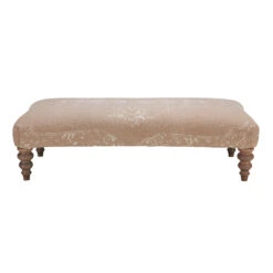 Tetrad Jacaranda Beige Patterned Fabric Large Curved Footstool