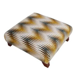 Leandra Chevron Patterned Fabric Designer Footstool -Housingunits a281a81ab0fcaaa9084e430646c697e2